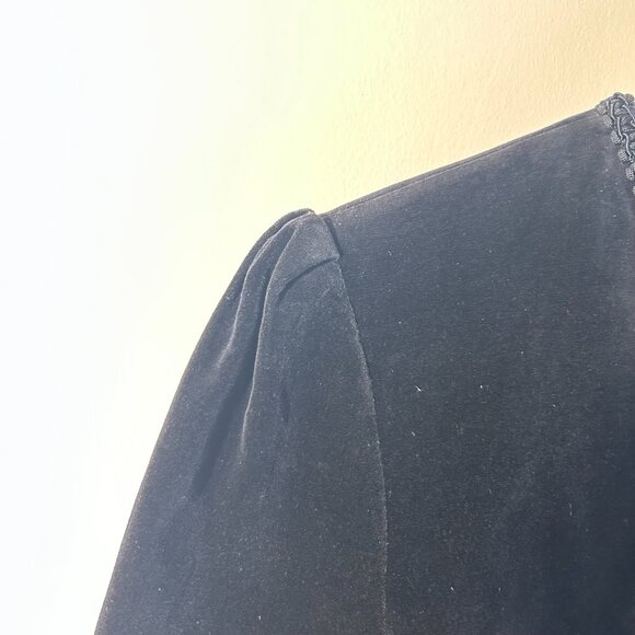 Vintage 1980s Japanese Black Velvet Frog Closure Jacket Women's Small - Picture 5 of 11